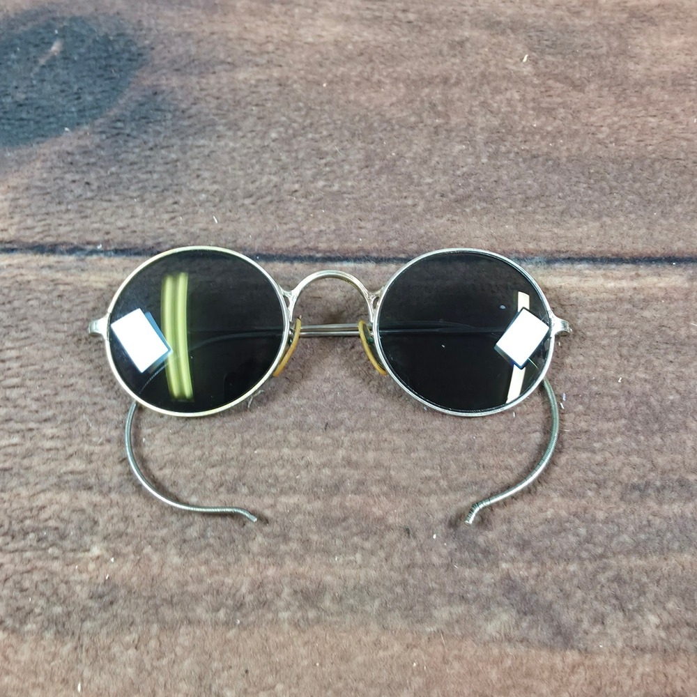 Vintage Round Sunglasses Adult OS Gold Good 1/10 14K GF Cable Temple Spectacles